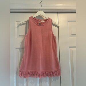 Pink Sleeveless Fringe Sweater.  Spartina 449